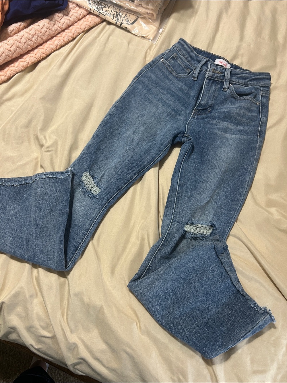 YMI Girls Blue Distressed Flared Jeans